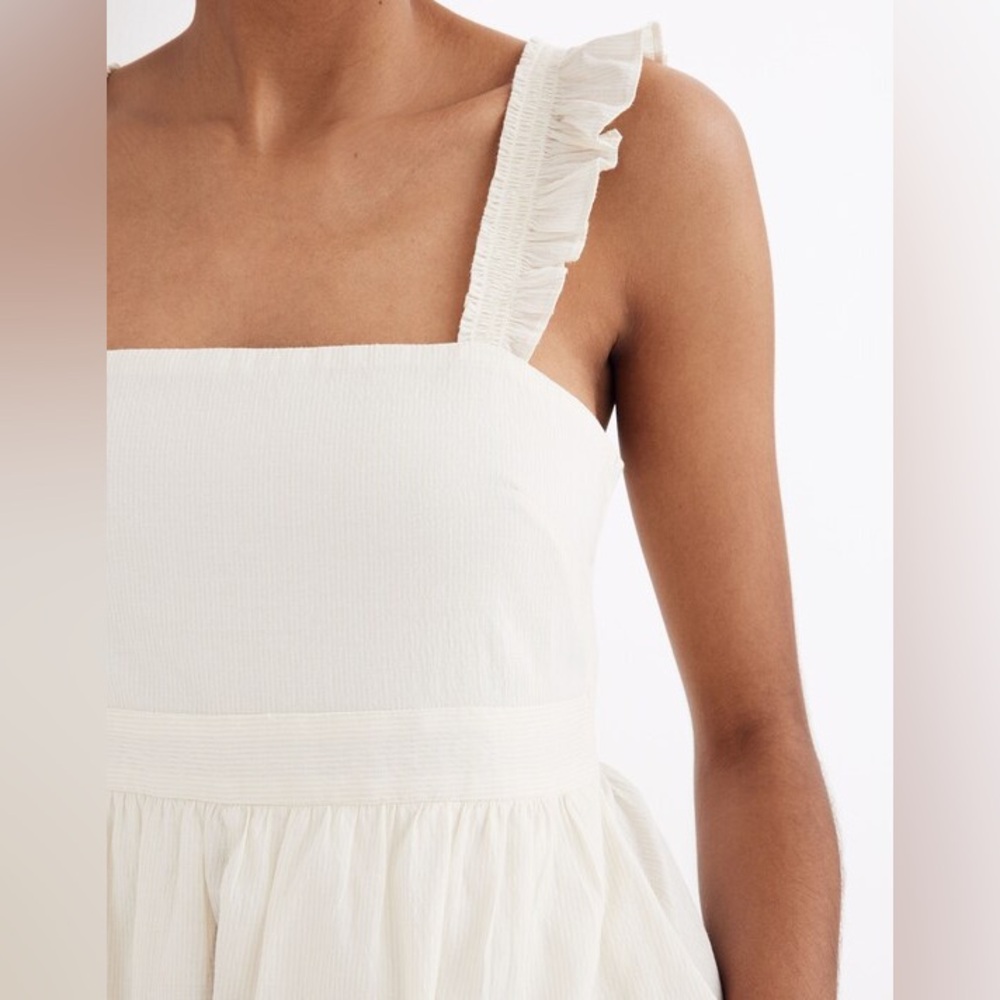 NWT Madewell Ruffle-Strap Empire Dress in Pearl Ivory size 6 - Picture 3 of 15